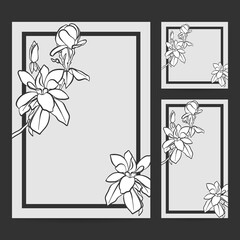 Vector Illustration of Hand Drawn Flowers Frame Border Background Template