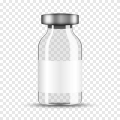 Vaccine bottle isolated on transparent background, vector illustration