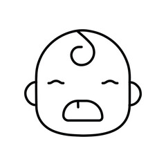 Crying baby face emotion line icon
