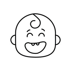 Laughing baby face emotion line icon
