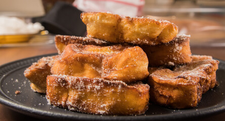 Traditional Christmas french toast also known in Brazil as 'Rabanada'.  traditional Brazilian food for Christmas.