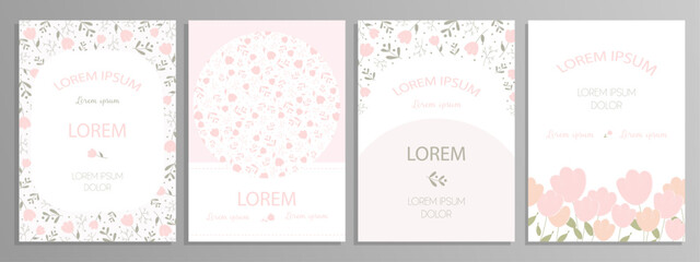 Vector design templates with flowers and leaves for flyer, card, leaflet, brochure, invitations etc.