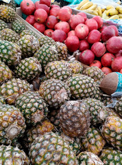 Boxes with fresh fruit in the supermarket