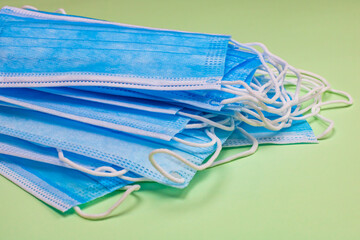 Close up and detail of medical hygienic mask, face protective surgical masks isolated.