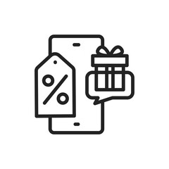 Offers line black icon. SMM promotion. Outline pictogram