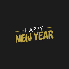 Happy new year typography sign. Vector Lettering Composition. Holiday design for greeting card.