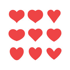 Heart icons collection. Vector designs in shape of hearts. Love , care and valentine's day symbol.