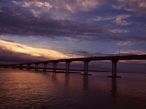 Purple Sky Vilano Beach Bridge Over Intracoastal Waterway in Saint Augustine Florida