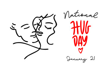 Hug Day. illustration of a Banner for National Hug Day. 21 january. Valentines day. Line graphics.