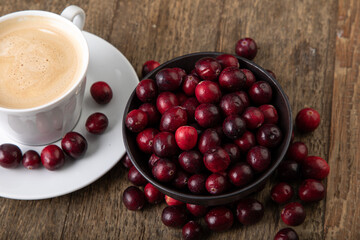 cranberries on a wooden table
