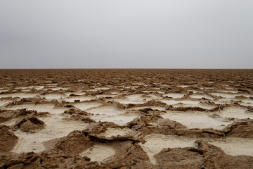 etiopian salt lake landscape that seems to remind you of winter but is more than hot