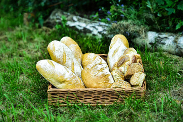 
Sourdough bread in a wicker basket