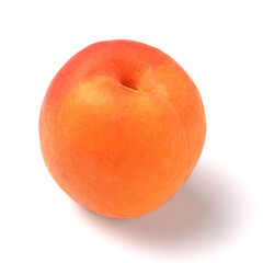 Whole fresh juicy apricot isolated on white background with shadow.