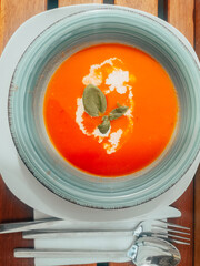pumpkin soup in a bowl