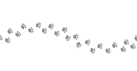 Animals cute grey footsteps on white background