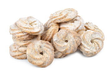 Fototapeta na wymiar Shortbread with nuts and seeds, homemade cakes. Isolated on a white background close up