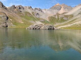 Island Lake in San Juan Mountains near Silverton, Colorado September 2020