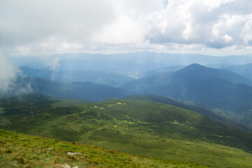 Fototapeta premium Beautiful mountain scenery. Summer day in the mountains. Ukrainian Carpathians