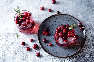 Cranberry rosemary gin in glass