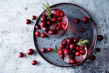 Cranberry rosemary gin in glass