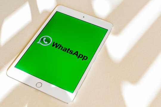 BEER SHEVA, ISRAEL - DECEMBER 20, 2020: Whatsapp Mobile Application on the Tablet Screen
