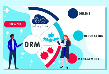 Vector website design template . ORM - online reputation management acronym. business concept background. illustration for website banner, marketing materials, business presentation, online advertisin