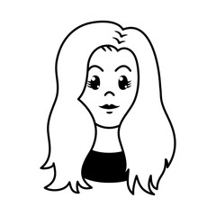 cartoon blonde woman with long hair, vector illustration