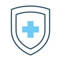shield with medical cross icon, line style
