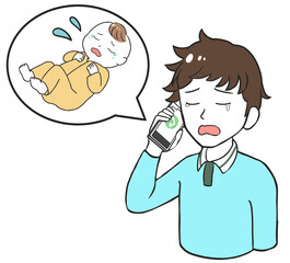 育児についてスマホで相談する父親