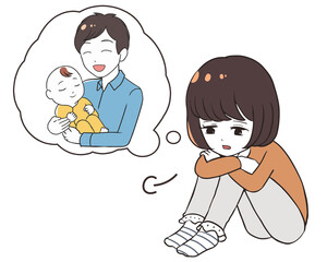 赤ちゃんにかかりきりの父親　嫉妬する女の子