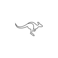 Minimalist kangaroo vector outline illustration
