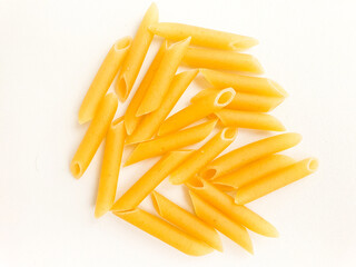 Pasta on white background. Food background. Top view 
