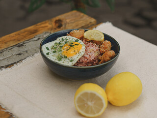 Rice bowl with chicken and egg