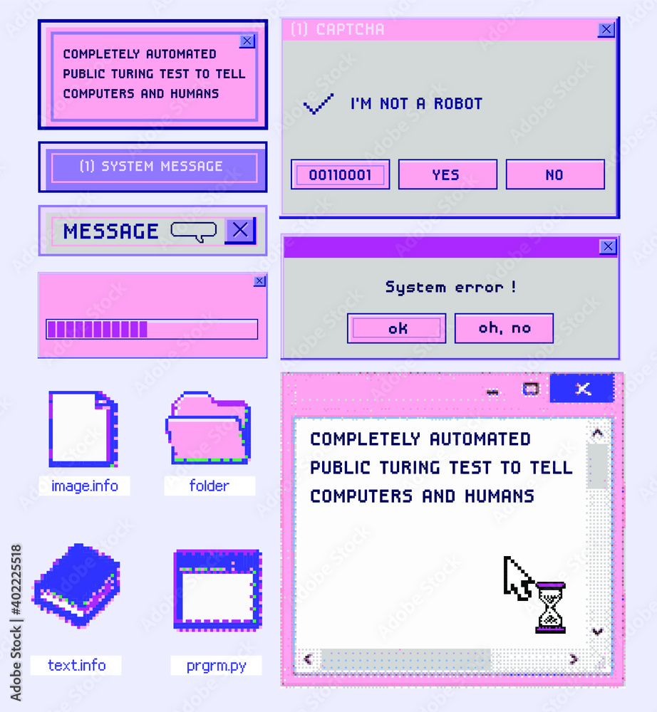 Poster Old user interface windows, retro message box with buttons. Vaporwave and retrowave style elements.