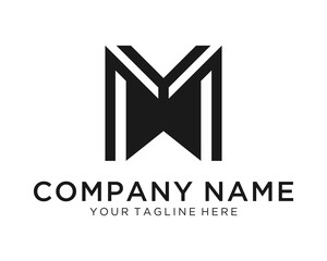 Logo Letter YM, MY, Concept Letter Y + M Monogram logo design vector template on a black and white background.