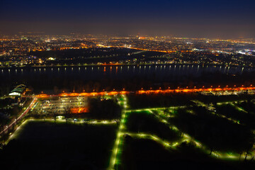 Fototapeta na wymiar Night aerial view of the city