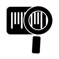 bars code and magnifying glass icon, silhouette style