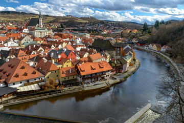Fototapeta na wymiar town of Cesky Krumlov, Vltava river, southern Bohemia, Czechia