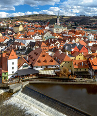 Obraz premium town of Cesky Krumlov, Vltava river, southern Bohemia, Czechia