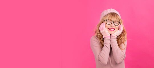 portrait of adult woman with dreamy expression isolated