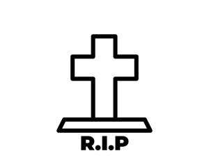 Fototapeta premium Tombstone line icon, outline vector sign, linear style pictogram isolated on white. Symbol, logo illustration. Editable stroke