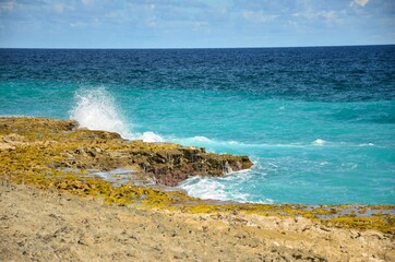beautiful beach on the caribbean island of bonaire, good snorkel and dive site on the island. enjoy the relaxation in the sand by the sea