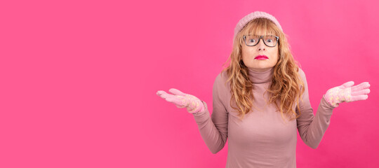 portrait of adult woman with expression of doubt or misunderstanding