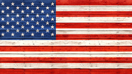 United States flag with wood texture - Illustration