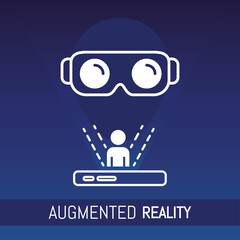 augmented reality design with vr glasses and related icons, line style