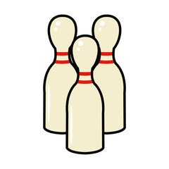 bowling pins icon, line and fill style
