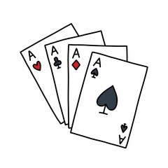 playing cards doodle icon, vector color illustration