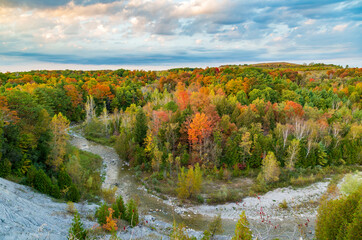 The changing of the warm autumn colors makes way at Ontario's Rouge Urban National Park.