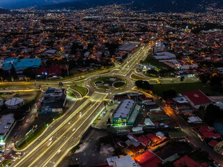 Beautiful aerial view of the Social guarantees Roundabout in Costa Rica 