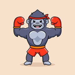 big strong boxing gorilla wear boxing gloves